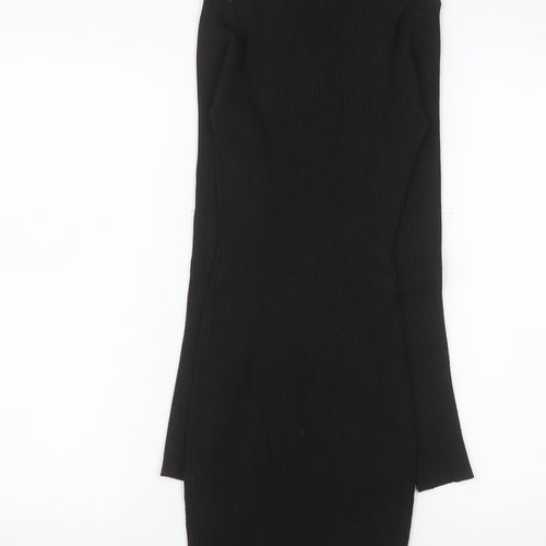 Missguided Women Black Bodycon High Neck Long Sleeve Knit Dress Size 6