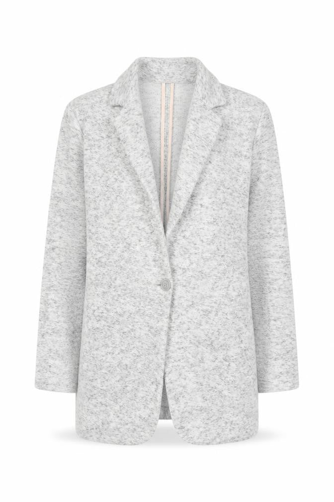 Front view of Miss Selfridge Women’s Grey Knit Mid-Length Blazer Jacket, size UK 6