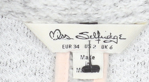 Miss Selfridge Women’s Grey Knit Mid-Length Blazer Jacket Size 6