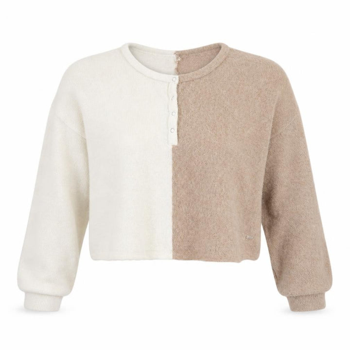 Hollister Womens Beige Ivory Henley Knit Jumper L