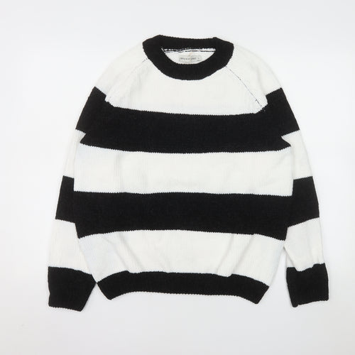 Simple & Opulence Women's Black White Striped Knit Jumper L