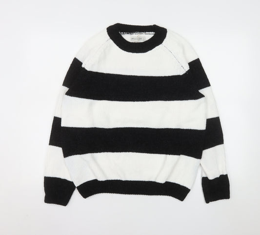 Simple & Opulence Women's Black White Striped Knit Jumper L