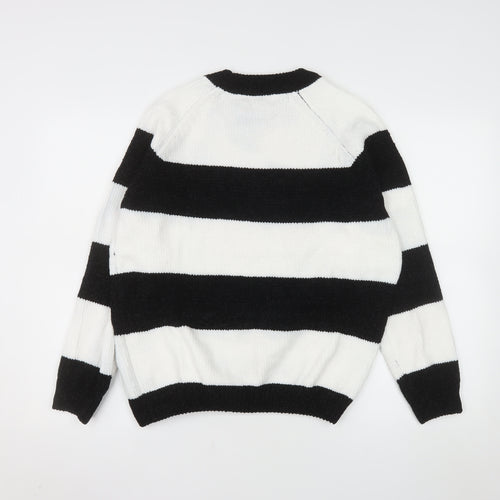 Simple & Opulence Women's Black White Striped Knit Jumper L