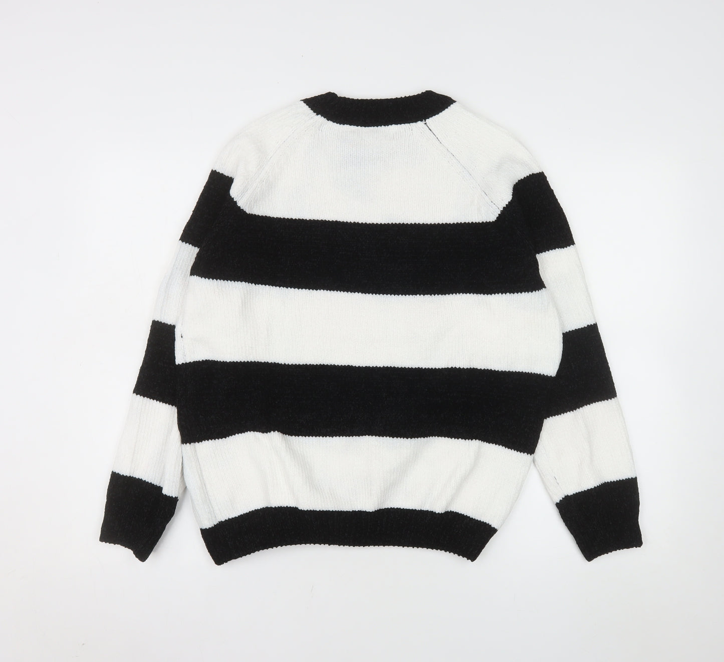 Simple & Opulence Women's Black White Striped Knit Jumper L