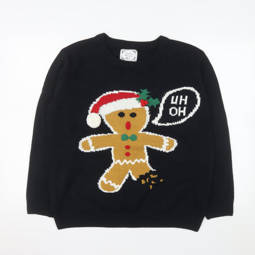 Atmosphere Women's Black Medium Christmas Gingerbread Pullover Jumper