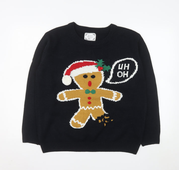 Atmosphere Women's Black Medium Christmas Gingerbread Pullover Jumper