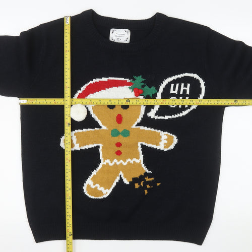 Atmosphere Women's Black Medium Christmas Gingerbread Pullover Jumper
