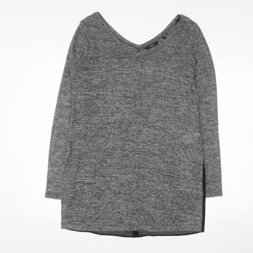 Next Women’s Grey V-Neck Long Sleeve Knit Tunic Jumper Size 12