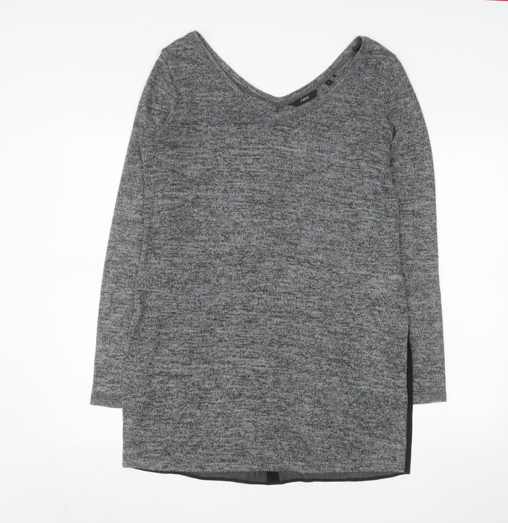 Next Women’s Grey V-Neck Long Sleeve Knit Tunic Jumper Size 12