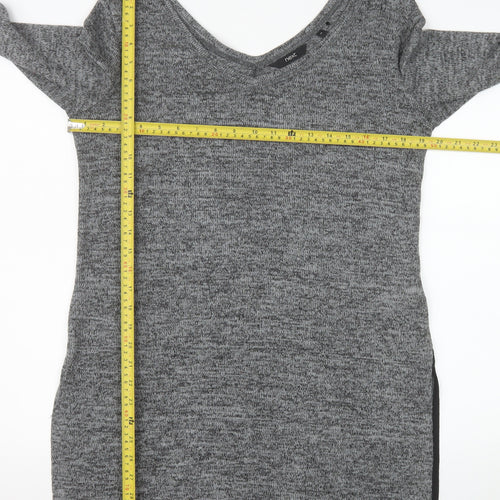Next Women’s Grey V-Neck Long Sleeve Knit Tunic Jumper Size 12
