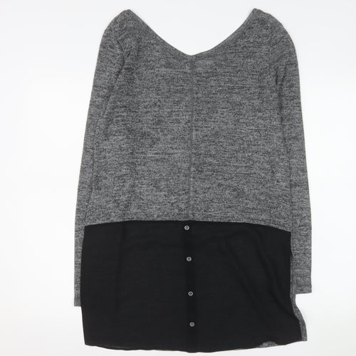 Next Women’s Grey V-Neck Long Sleeve Knit Tunic Jumper Size 12