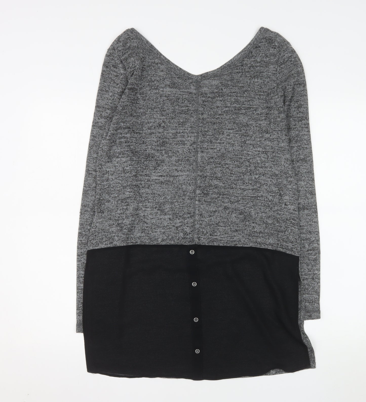 Next Women’s Grey V-Neck Long Sleeve Knit Tunic Jumper Size 12
