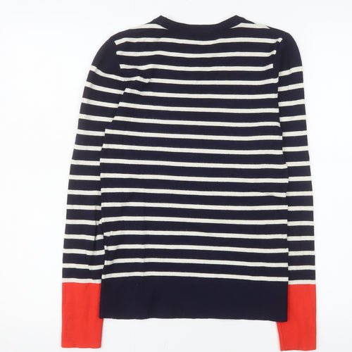 Warehouse Women Blue Striped Crew Neck Jumper Size 8
