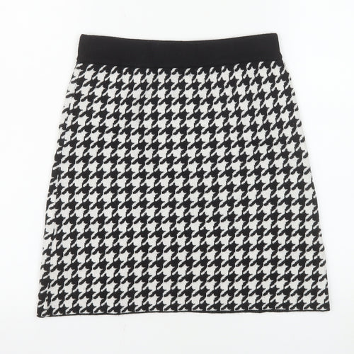 Primark Girls Black & White Houndstooth Skater Skirt 12-13 Years 158cm