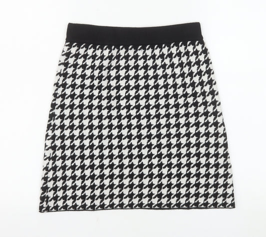 Primark Girls Black & White Houndstooth Skater Skirt 12-13 Years 158cm