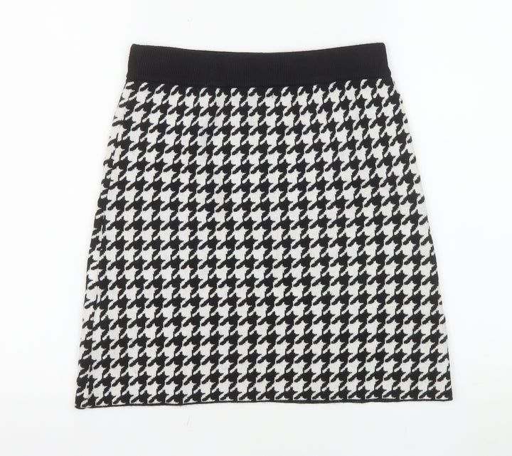 Primark Girls Black & White Houndstooth Skater Skirt 12-13 Years 158cm