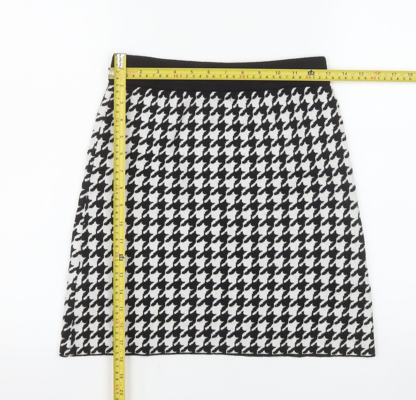 Primark Girls Black & White Houndstooth Skater Skirt 12-13 Years 158cm