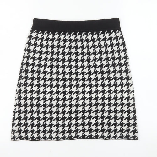 Primark Girls Black & White Houndstooth Skater Skirt 12-13 Years 158cm