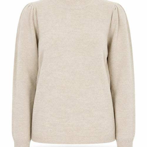 Papaya Women’s Beige Mock Neck Puff Sleeve Knit Jumper Size 16