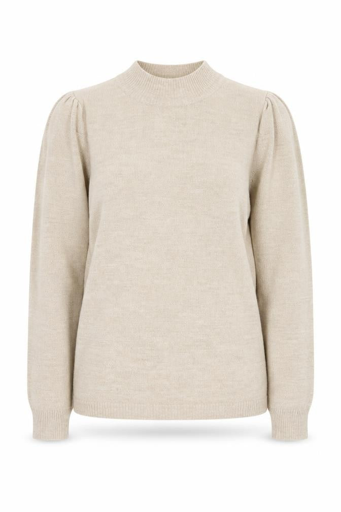 Papaya Women’s Beige Mock Neck Puff Sleeve Knit Jumper Size 16