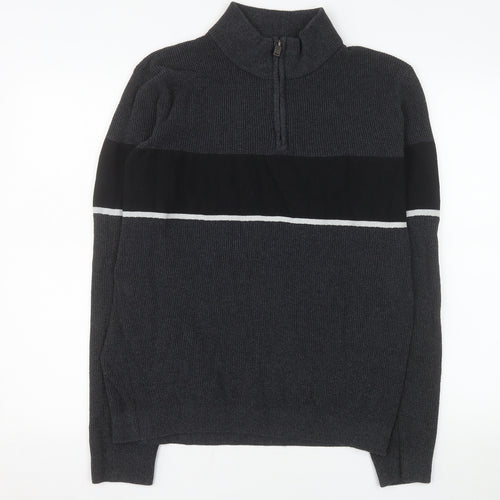 Dissident Men's Grey Half Zip Knit Sweater Size L Regular Fit