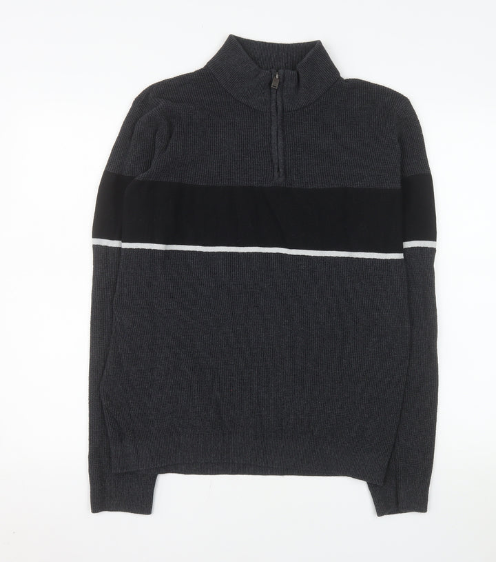 Dissident Men's Grey Half Zip Knit Sweater Size L Regular Fit