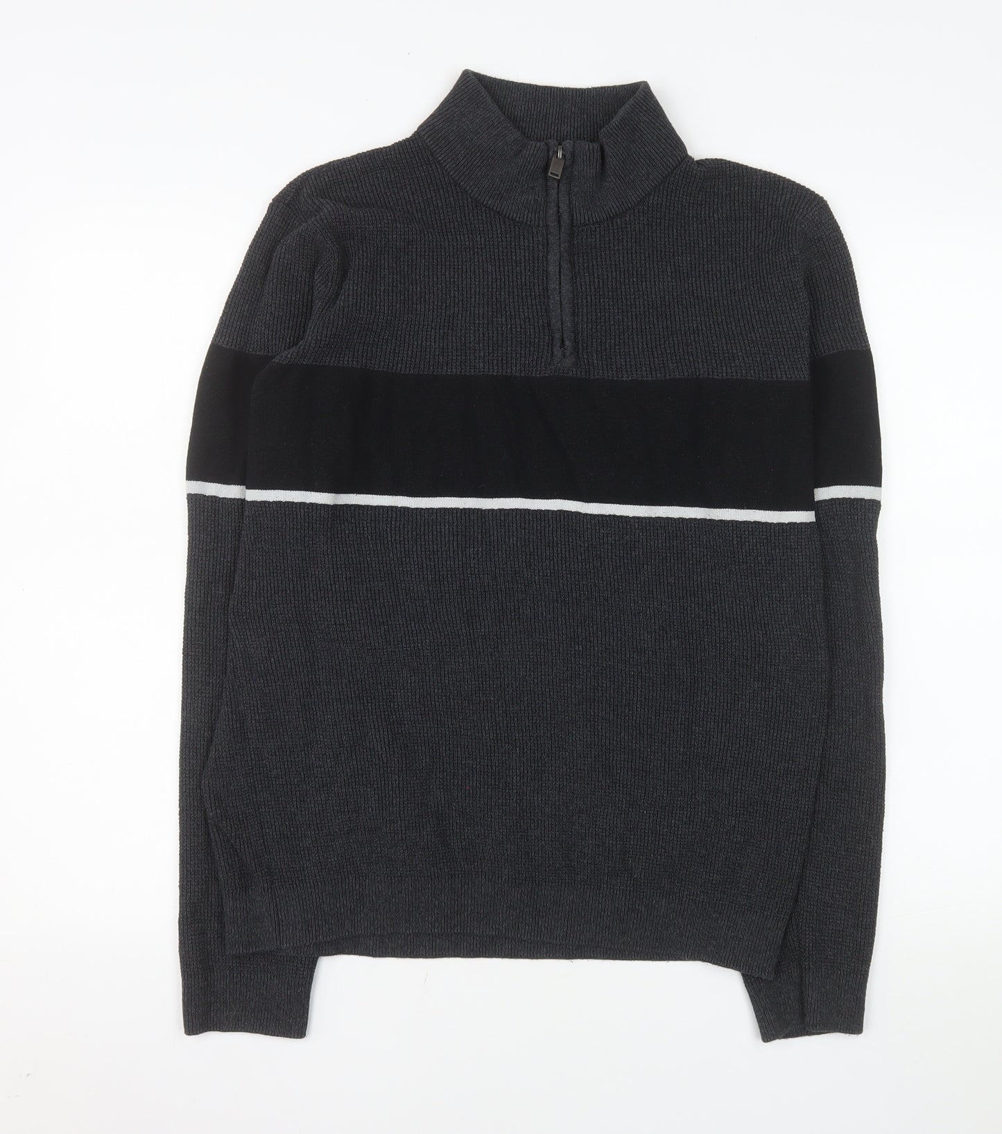 Dissident Men's Grey Half Zip Knit Sweater Size L Regular Fit
