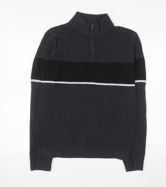 Dissident Men's Grey Half Zip Knit Sweater Size L Regular Fit