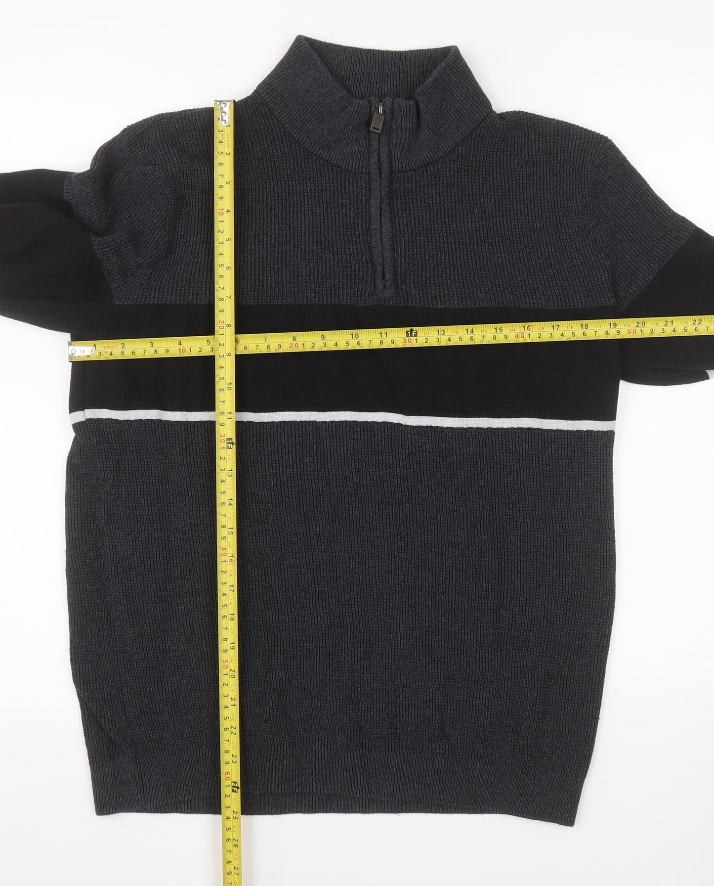 Dissident Men's Grey Half Zip Knit Sweater Size L Regular Fit
