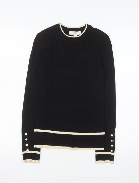 Marks and Spencer Women's Black Crew Neck Knit Jumper Size 8