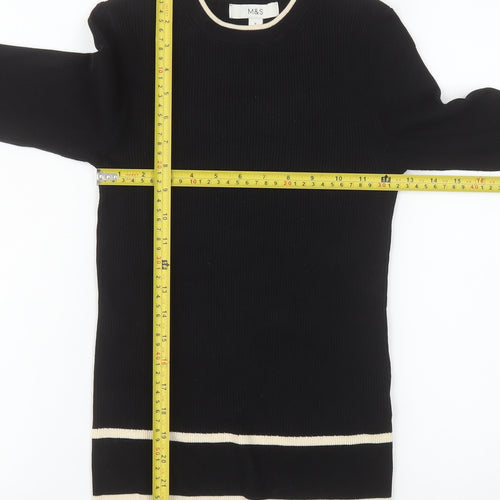 Marks and Spencer Women's Black Crew Neck Knit Jumper Size 8