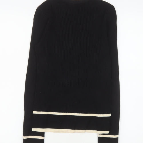 Marks and Spencer Women's Black Crew Neck Knit Jumper Size 8
