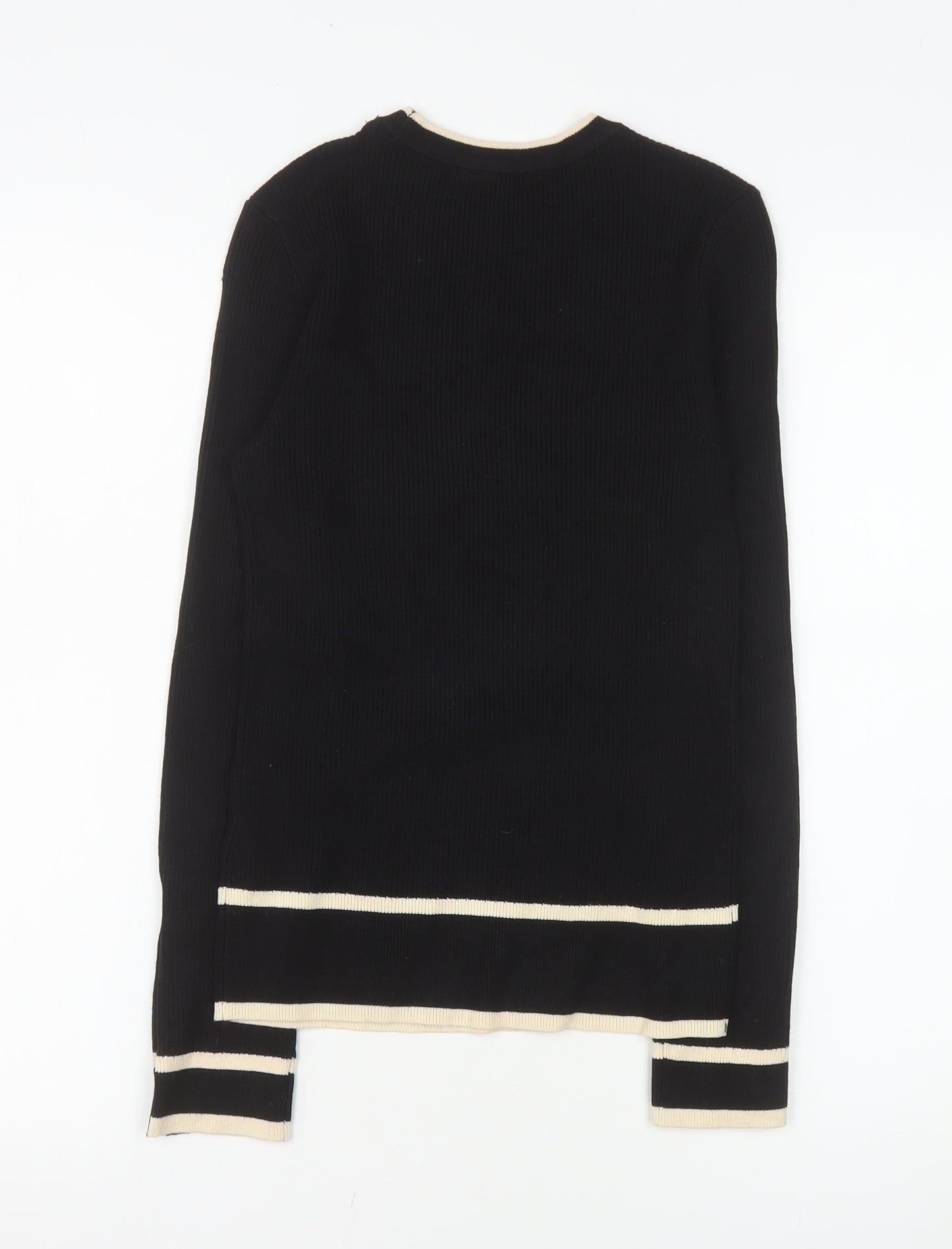Marks and Spencer Women's Black Crew Neck Knit Jumper Size 8