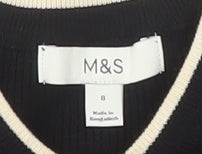 Marks and Spencer Women's Black Crew Neck Knit Jumper Size 8