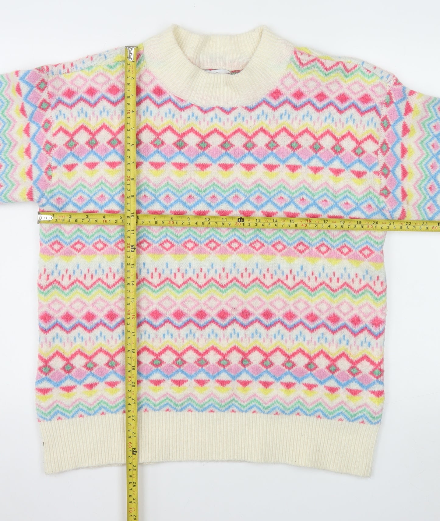 M&Co Women's Multicoloured Fair Isle Knit Jumper Size 12