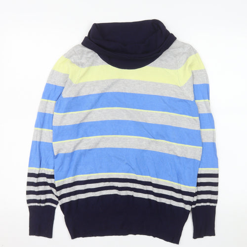 Marks and Spencer Women’s Blue Mix Striped Roll Neck Jumper Size 16