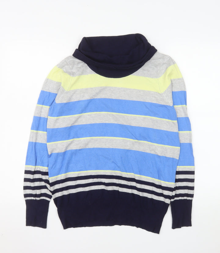 Marks and Spencer Women’s Blue Mix Striped Roll Neck Jumper Size 16