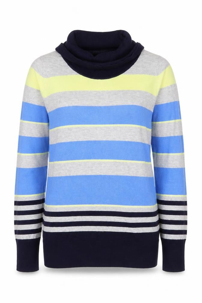 Marks and Spencer Women’s Blue Mix Striped Roll Neck Jumper Size 16