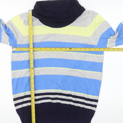 Marks and Spencer Women’s Blue Mix Striped Roll Neck Jumper Size 16
