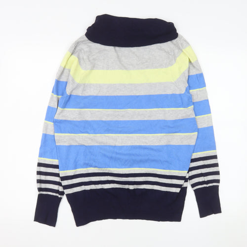 Marks and Spencer Women’s Blue Mix Striped Roll Neck Jumper Size 16