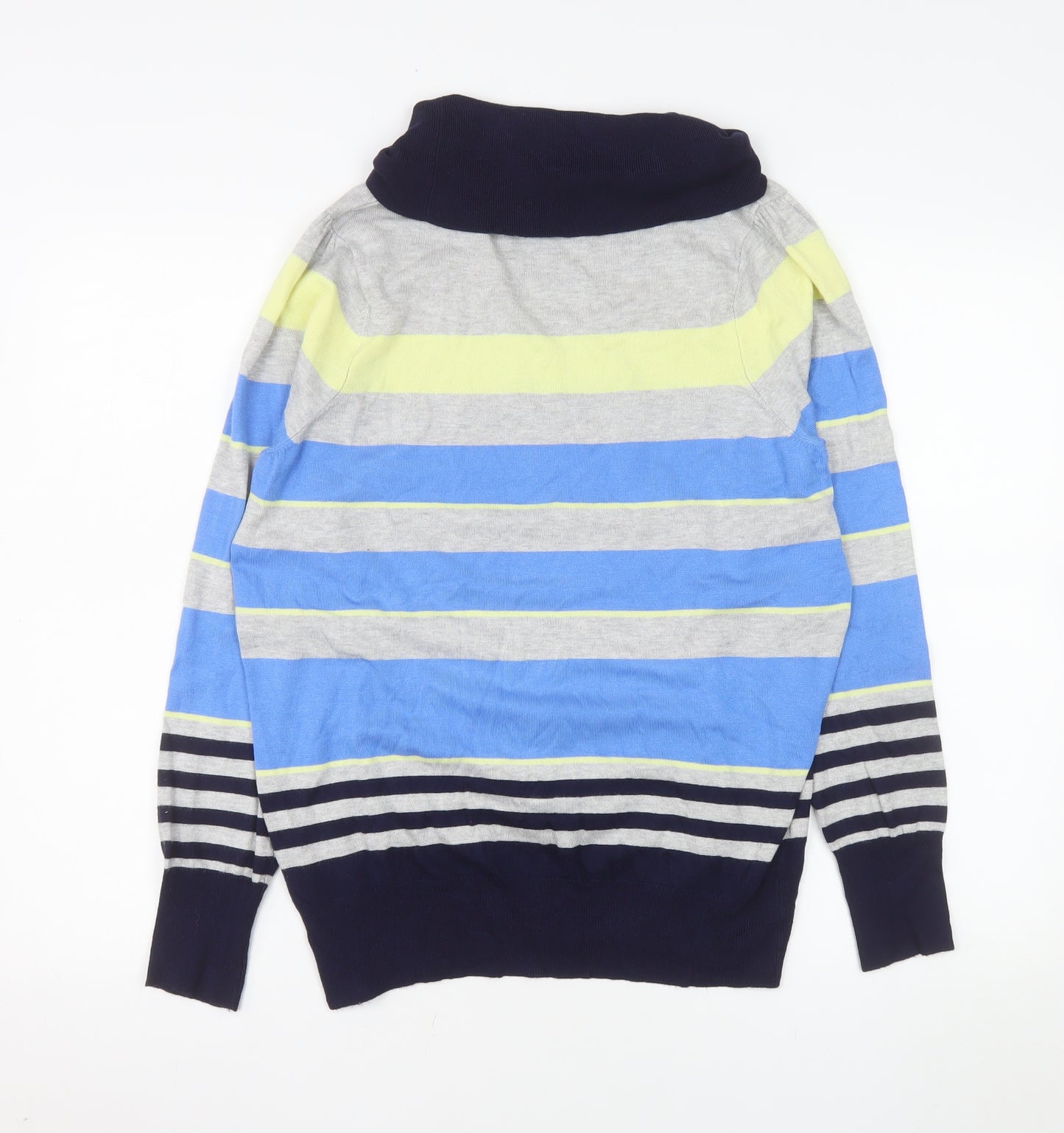 Marks and Spencer Women’s Blue Mix Striped Roll Neck Jumper Size 16