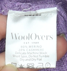 WoolOvers Womens Purple Merino Cashmere Cardigan Size L