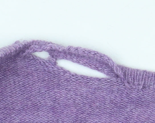WoolOvers Womens Purple Merino Cashmere Cardigan Size L