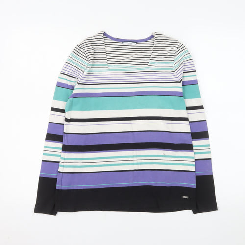 DASH Women’s Multicoloured Long Sleeve Striped Cotton T-Shirt Size 12