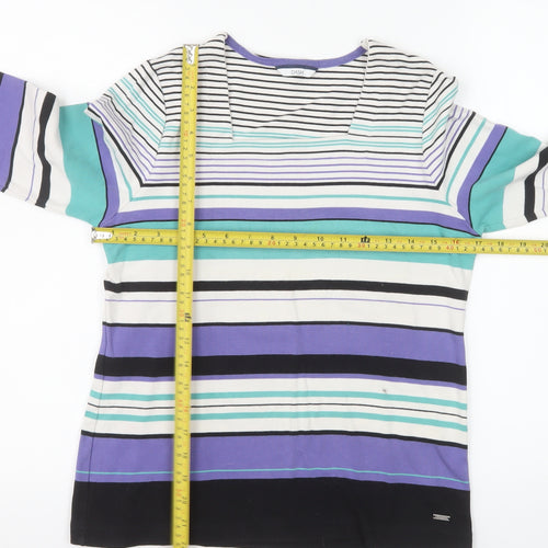 DASH Women’s Multicoloured Long Sleeve Striped Cotton T-Shirt Size 12
