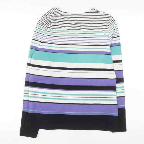 DASH Women’s Multicoloured Long Sleeve Striped Cotton T-Shirt Size 12