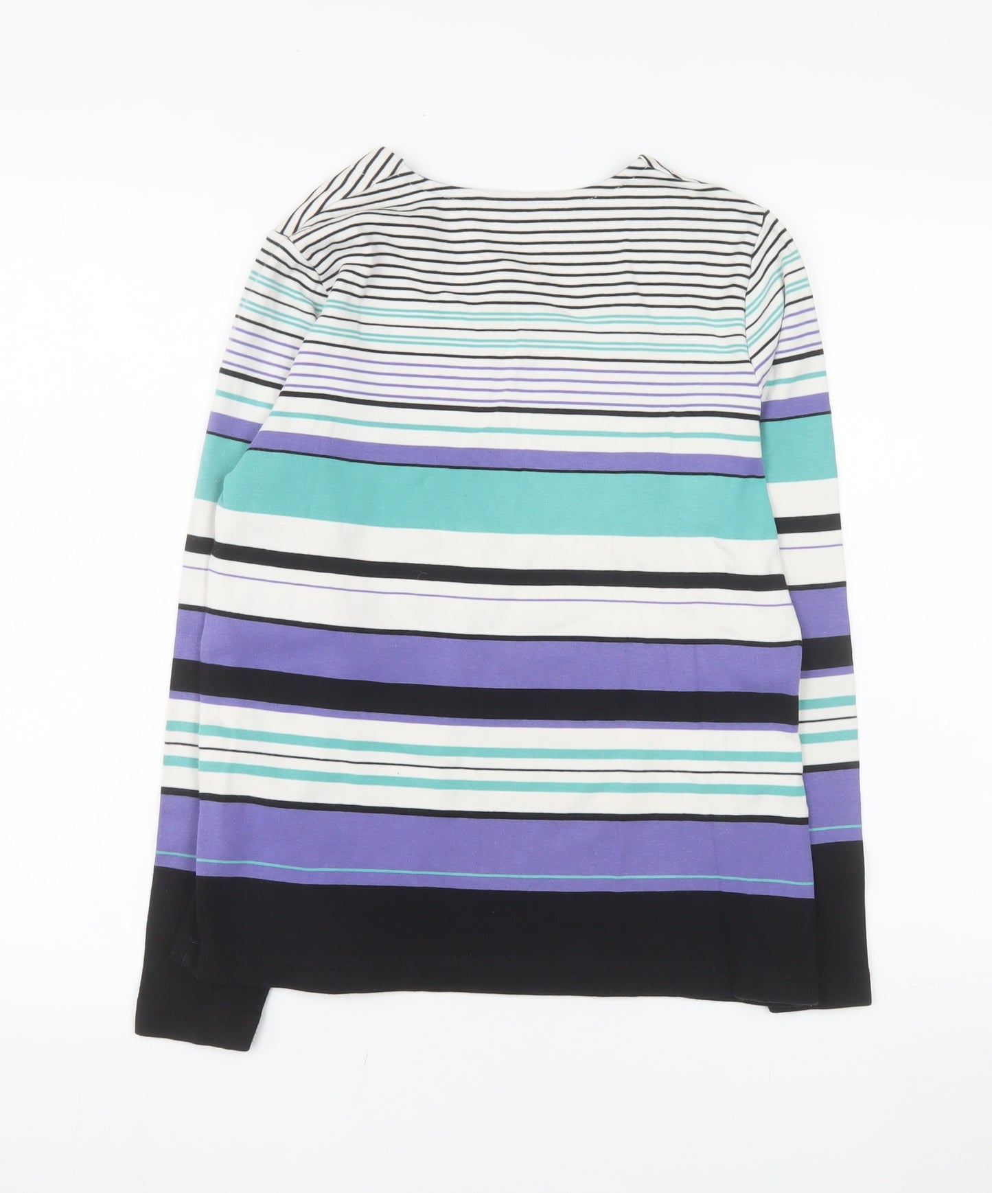 DASH Women’s Multicoloured Long Sleeve Striped Cotton T-Shirt Size 12