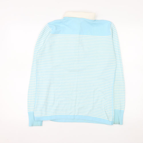 Via Appia Women's Blue Striped Collared Button-Up Top Size 12