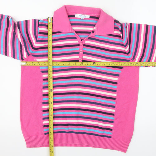 Rachel Lacey Women’s Pink Striped Cotton Polo Jumper Size 12