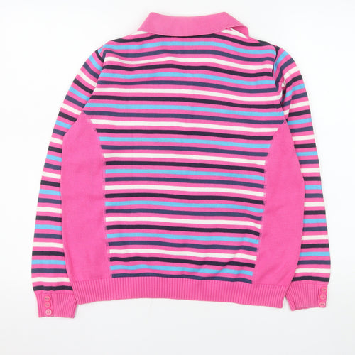 Rachel Lacey Women’s Pink Striped Cotton Polo Jumper Size 12